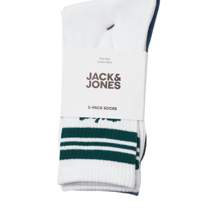 Jack & Jones 3 Pack JACTWES Sports Socks - White/Blue ( Size 7-11 )