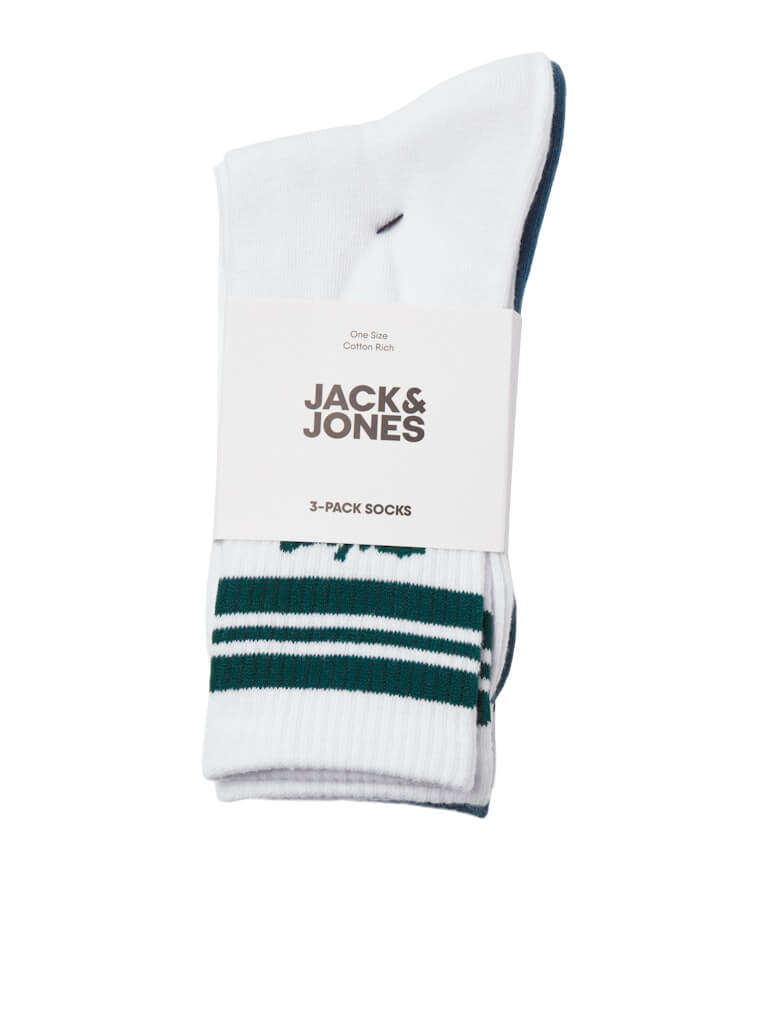 Jack & Jones 3 Pack JACTWES Sports Socks - White/Blue ( Size 7-11 )