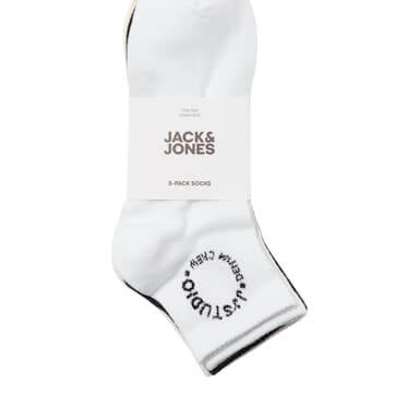 Jack & Jones 3 Pack Jacmarcus Short Sports Socks - White/Black/Beige ( 7-11 )