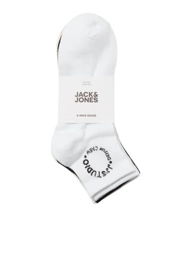 Jack & Jones 3 Pack Jacmarcus Short Sports Socks - White/Black/Beige ( 7-11 )