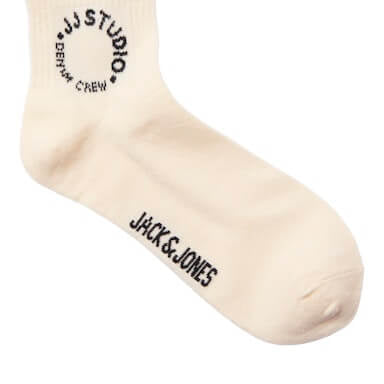 Jack & Jones 3 Pack Jacmarcus Short Sports Socks - White/Black/Beige ( 7-11 )
