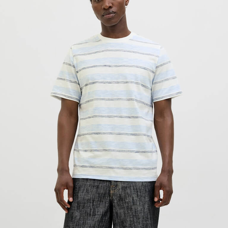 Jack & Jones JJBIRK Crew Neck 100% Cotton T-Shirt - Cloud Dancer