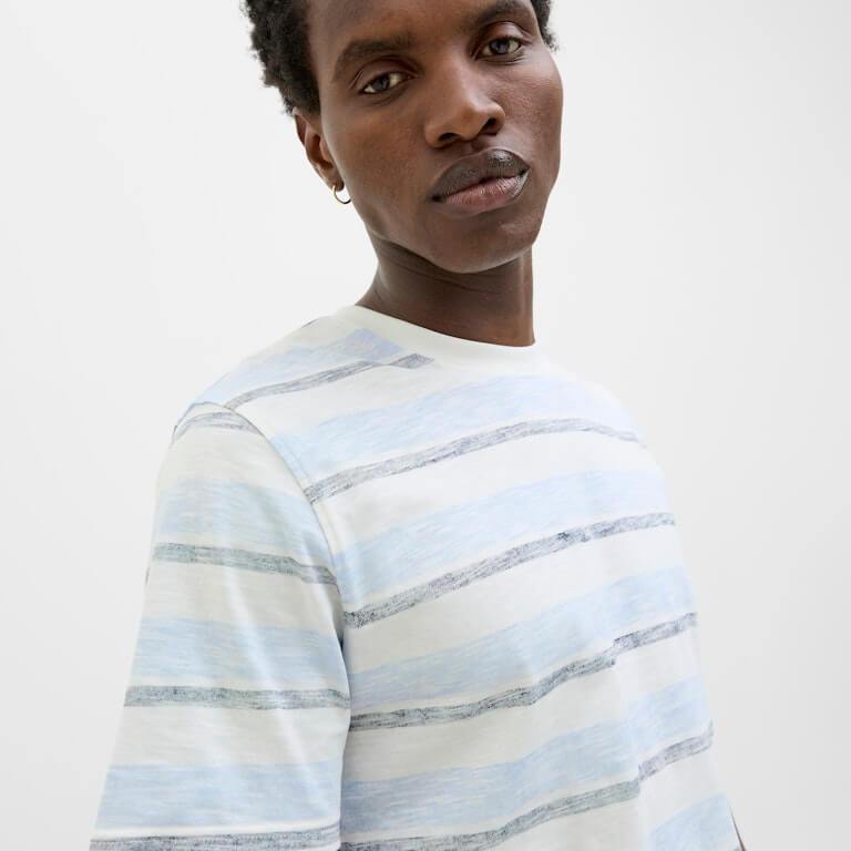 Jack & Jones JJBIRK Crew Neck 100% Cotton T-Shirt - Cloud Dancer