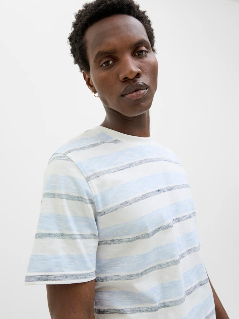 Jack & Jones JJBIRK Crew Neck 100% Cotton T-Shirt - Cloud Dancer