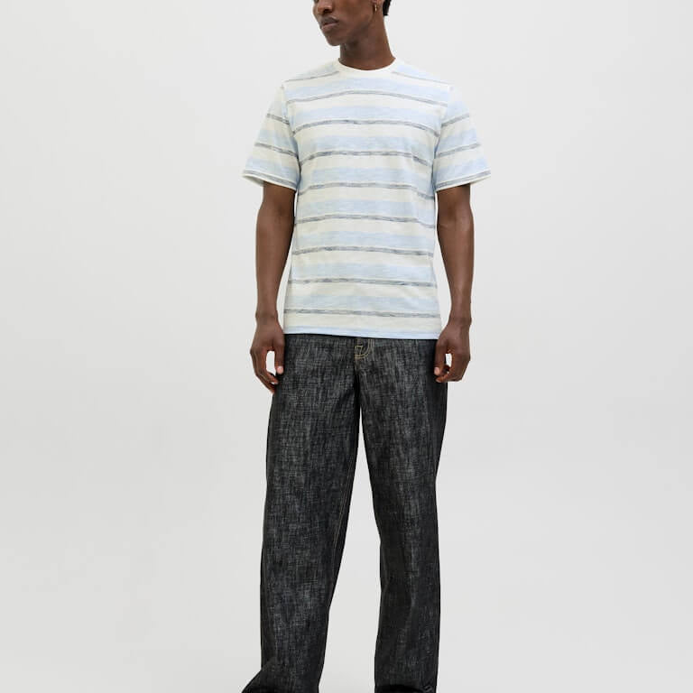 Jack & Jones JJBIRK Crew Neck 100% Cotton T-Shirt - Cloud Dancer