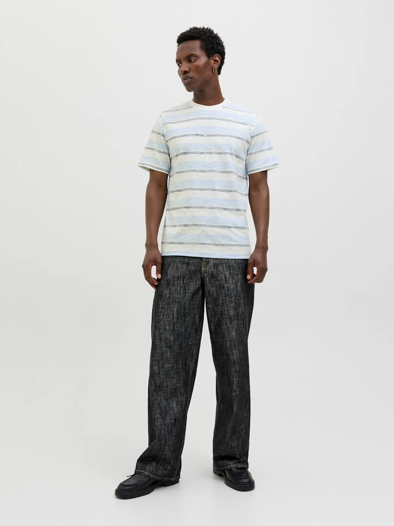 Jack & Jones JJBIRK Crew Neck 100% Cotton T-Shirt - Cloud Dancer