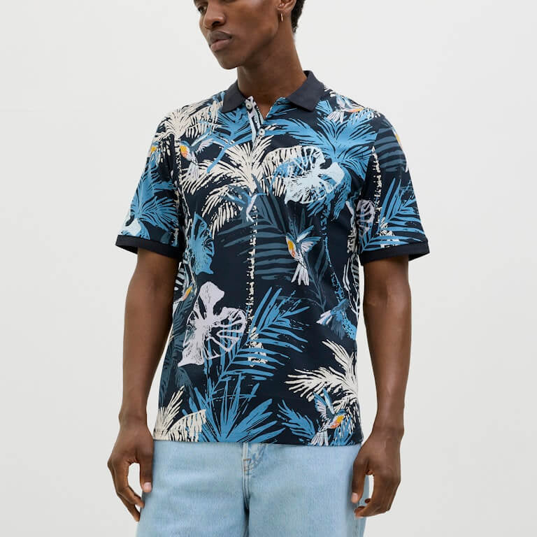 Jack & Jones HAWAII AOP Polo Shirt – Sky Captain