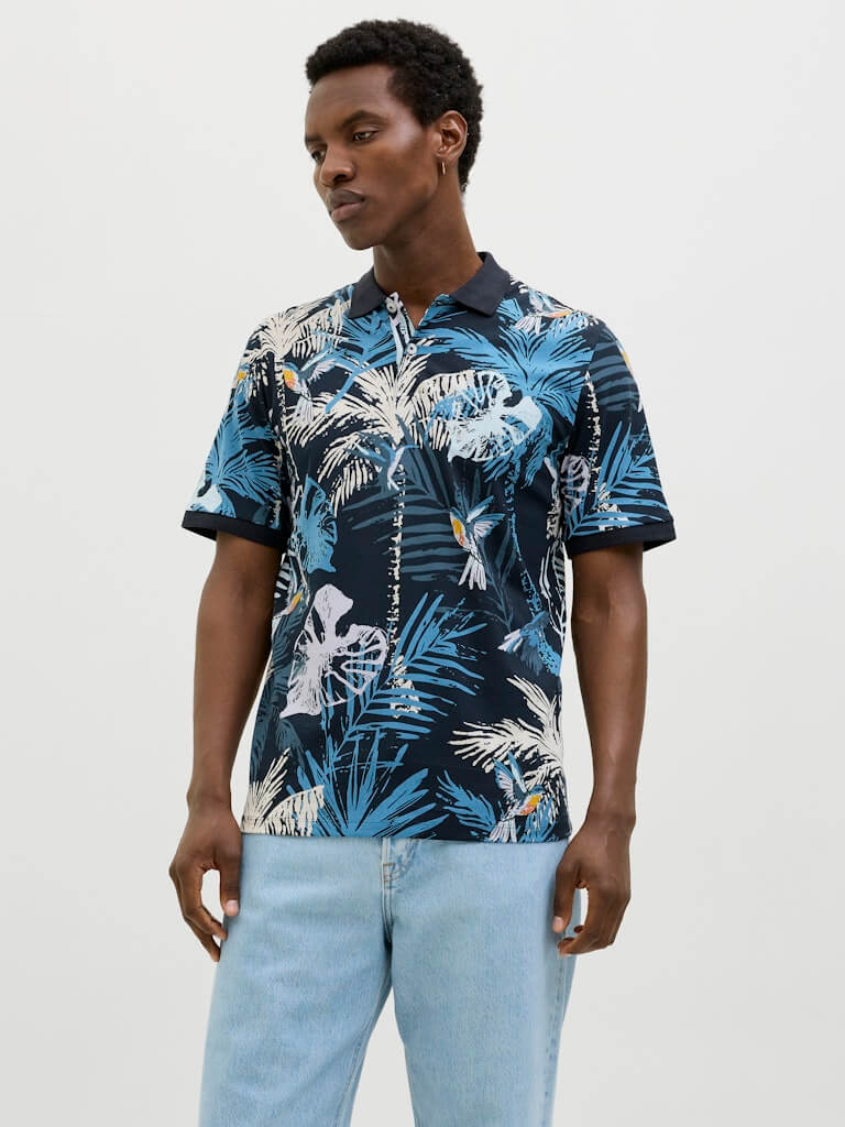 Jack & Jones HAWAII AOP Polo Shirt – Sky Captain