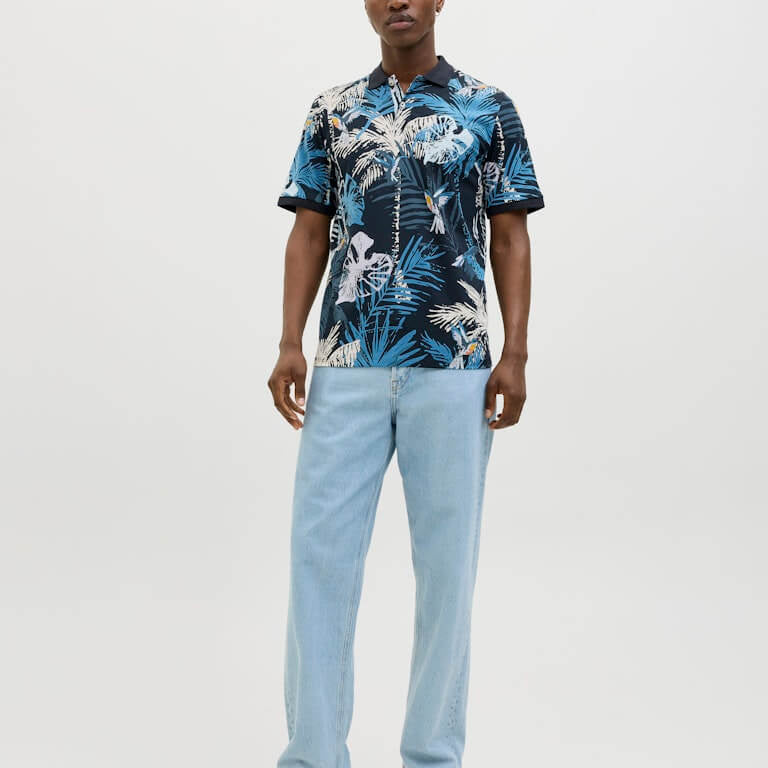 Jack & Jones HAWAII AOP Polo Shirt – Sky Captain