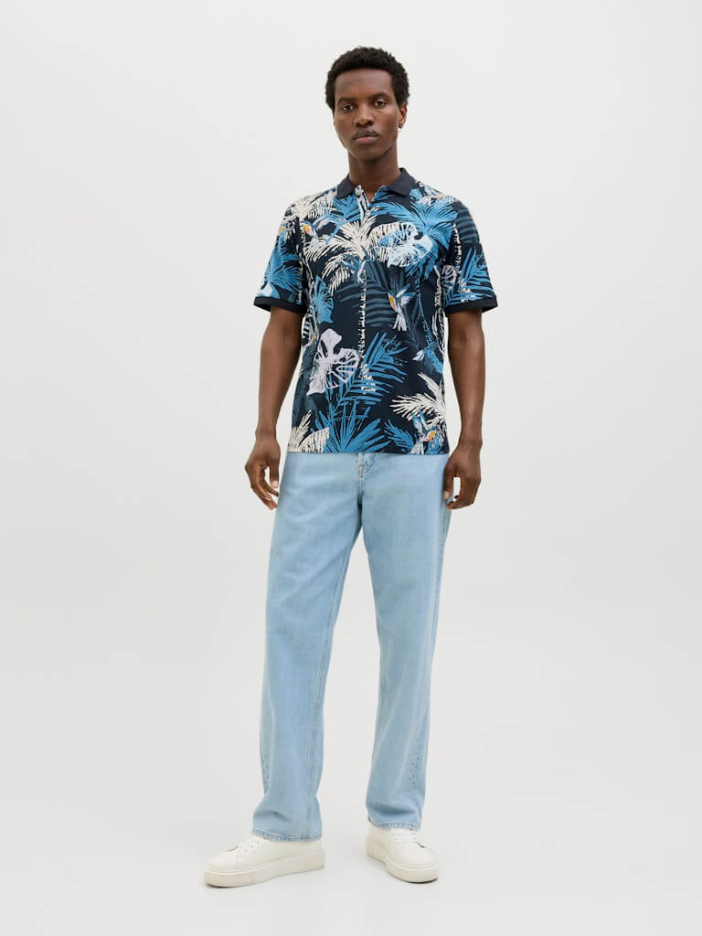 Jack & Jones HAWAII AOP Polo Shirt – Sky Captain