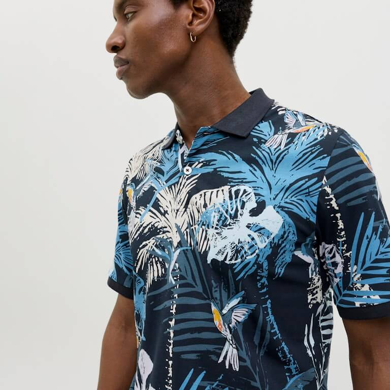 Jack & Jones HAWAII AOP Polo Shirt – Sky Captain