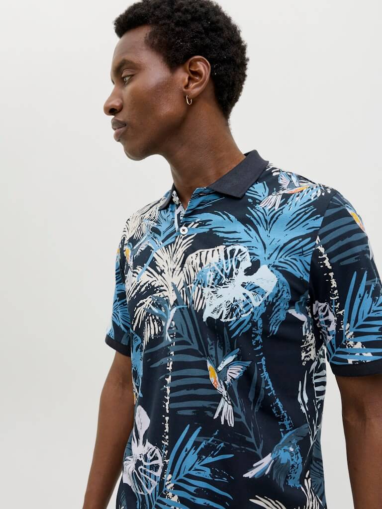 Jack & Jones HAWAII AOP Polo Shirt – Sky Captain