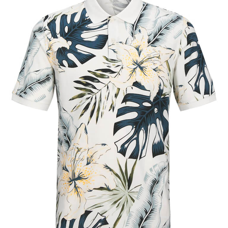 Jack & Jones HAWAII AOP Polo Shirt – Cloud Dancer