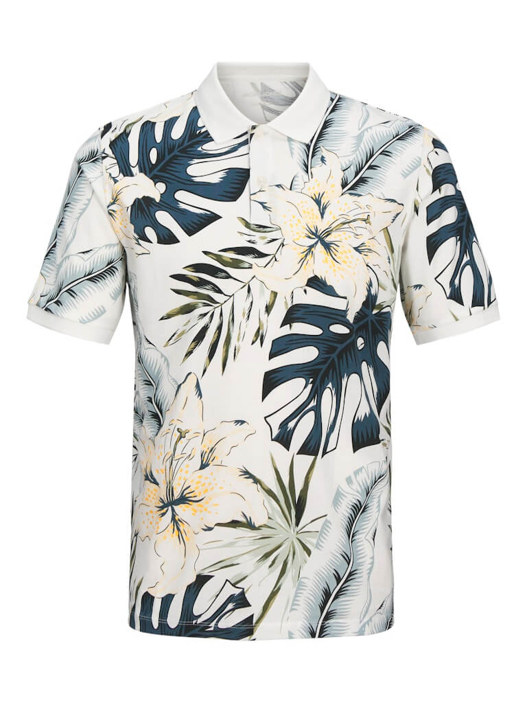 Jack & Jones HAWAII AOP Polo Shirt – Cloud Dancer