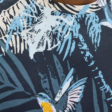 Jack & Jones 1 Pack JJHAWAII AOP Crew Neck 100% Cotton T-Shirt