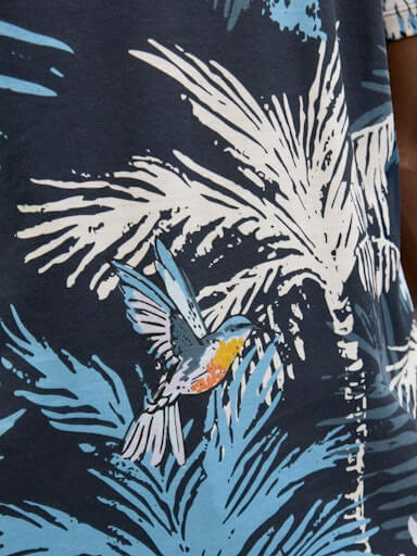 Jack & Jones 1 Pack JJHAWAII AOP Crew Neck 100% Cotton T-Shirt