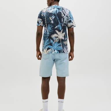 Jack & Jones 1 Pack JJHAWAII AOP Crew Neck 100% Cotton T-Shirt