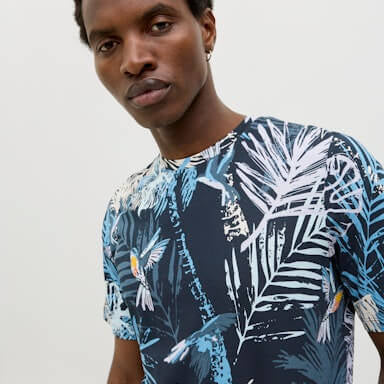 Jack & Jones 1 Pack JJHAWAII AOP Crew Neck 100% Cotton T-Shirt