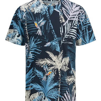 Jack & Jones 1 Pack JJHAWAII AOP Crew Neck 100% Cotton T-Shirt