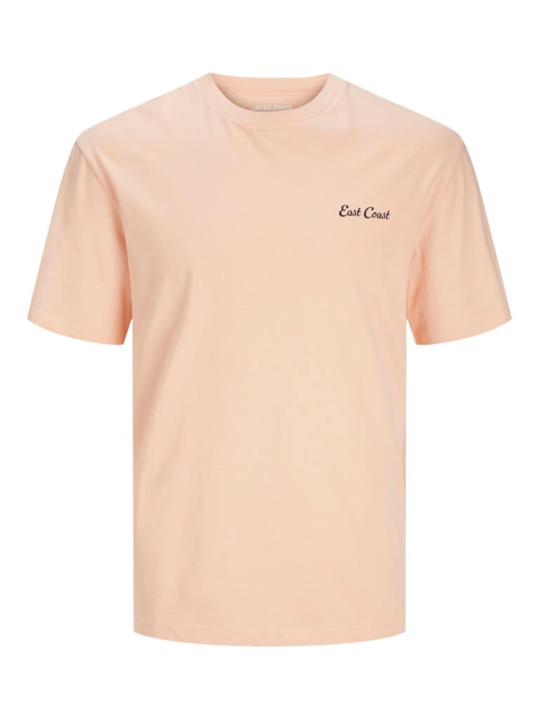 Jack & Jones JJZEKIEL Crew Neck 100% Cotton T-Shirt - Pink