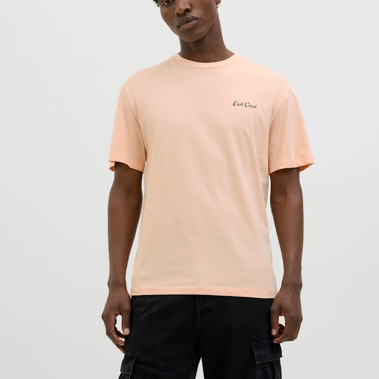 Jack & Jones JJZEKIEL Crew Neck 100% Cotton T-Shirt - Pink