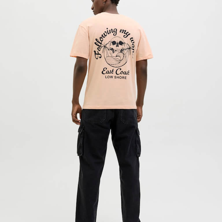 Jack & Jones JJZEKIEL Crew Neck 100% Cotton T-Shirt - Pink
