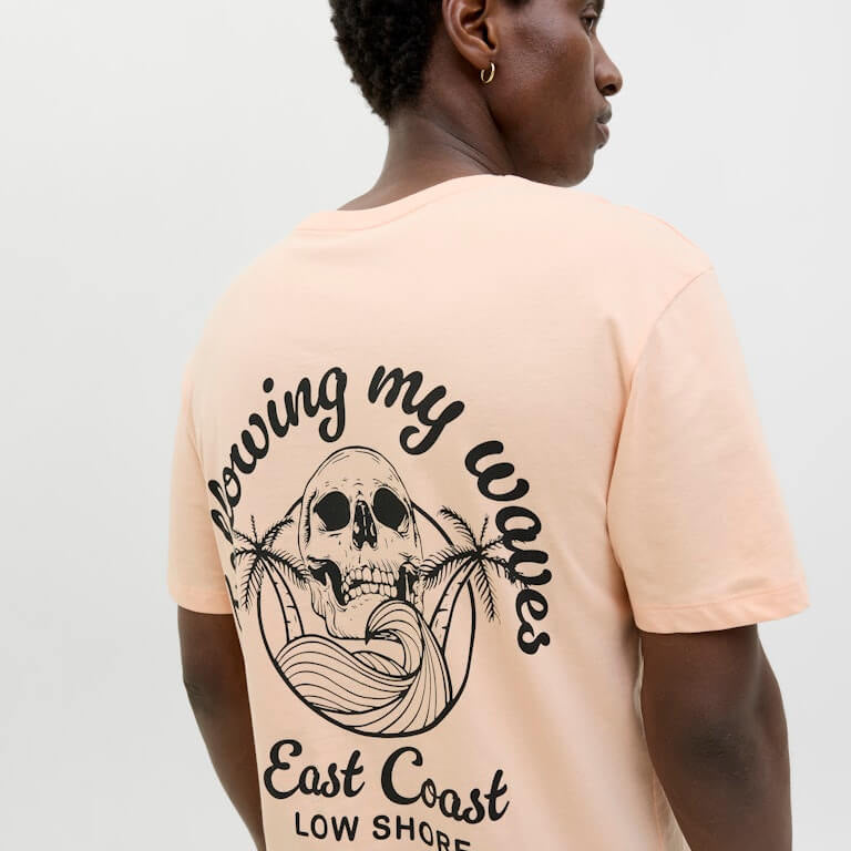 Jack & Jones JJZEKIEL Crew Neck 100% Cotton T-Shirt - Pink