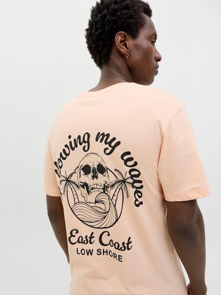 Jack & Jones JJZEKIEL Crew Neck 100% Cotton T-Shirt - Pink