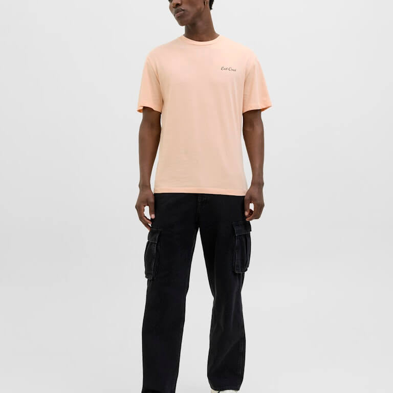 Jack & Jones JJZEKIEL Crew Neck 100% Cotton T-Shirt - Pink