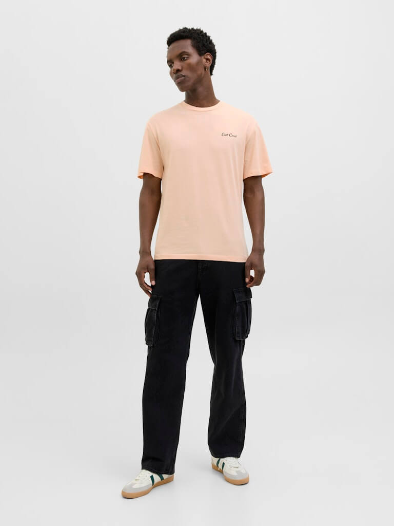 Jack & Jones JJZEKIEL Crew Neck 100% Cotton T-Shirt - Pink