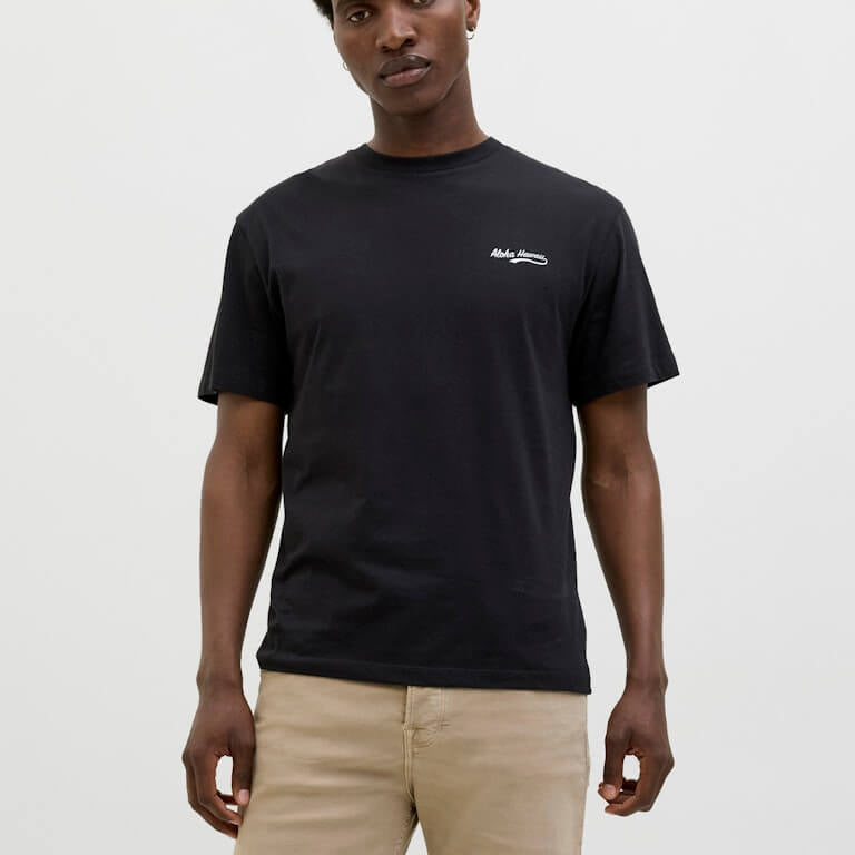 Jack & Jones JJZEKIEL Crew Neck 100% Cotton T-Shirt - Black