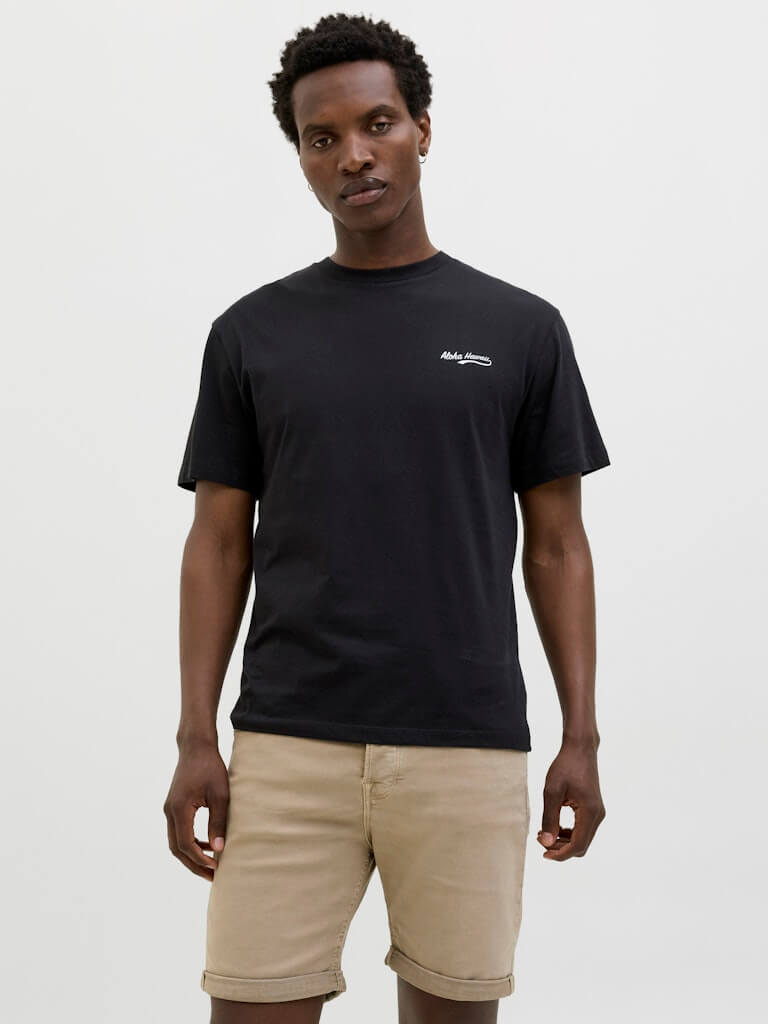 Jack & Jones JJZEKIEL Crew Neck 100% Cotton T-Shirt - Black
