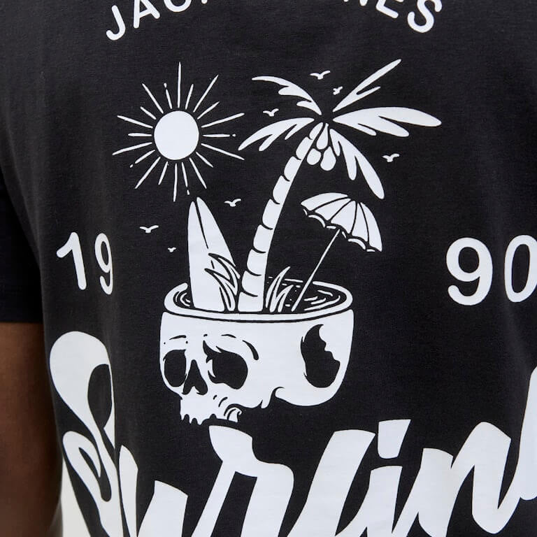 Jack & Jones JJZEKIEL Crew Neck 100% Cotton T-Shirt - Black