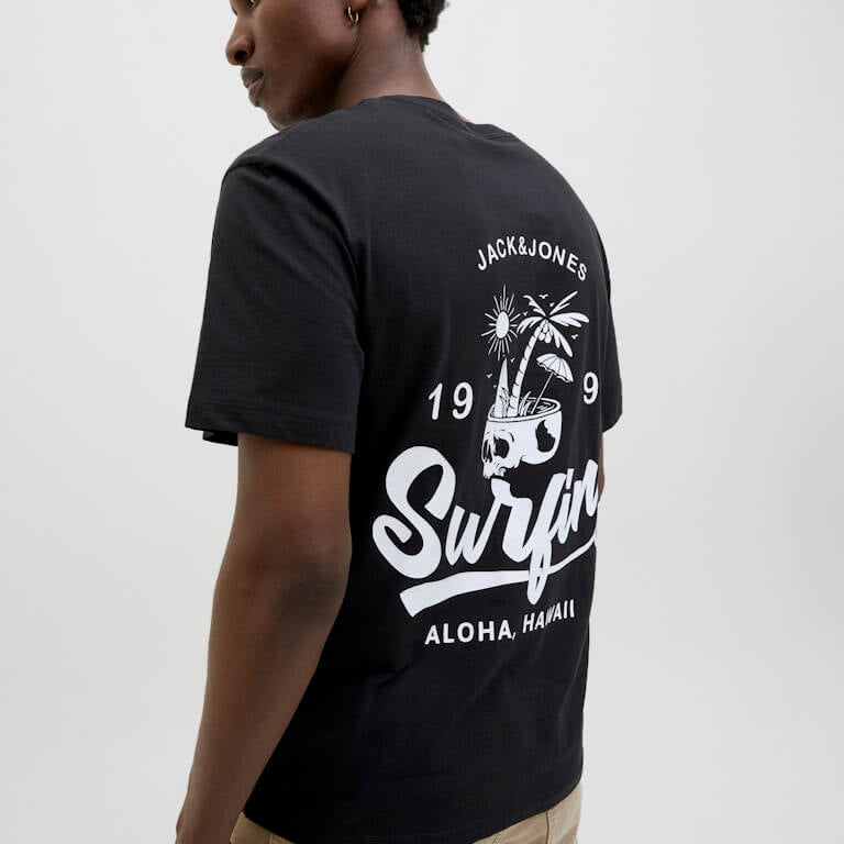 Jack & Jones JJZEKIEL Crew Neck 100% Cotton T-Shirt - Black