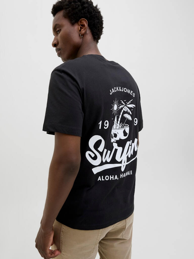 Jack & Jones JJZEKIEL Crew Neck 100% Cotton T-Shirt - Black
