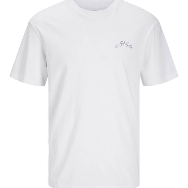 Jack & Jones JJZEKIEL Crew Neck 100% Cotton T-Shirt - White