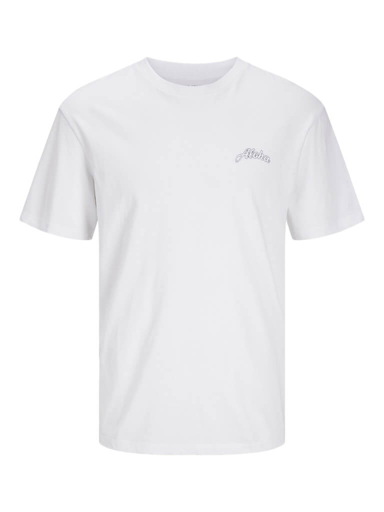 Jack & Jones JJZEKIEL Crew Neck 100% Cotton T-Shirt - White