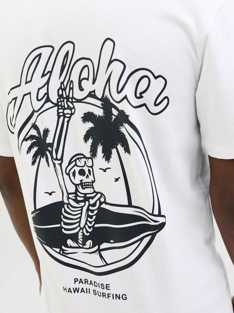 Jack & Jones JJZEKIEL Crew Neck 100% Cotton T-Shirt - White