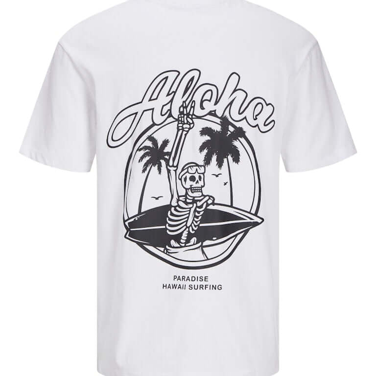 Jack & Jones JJZEKIEL Crew Neck 100% Cotton T-Shirt - White