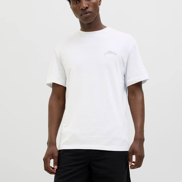 Jack & Jones JJZEKIEL Crew Neck 100% Cotton T-Shirt - White