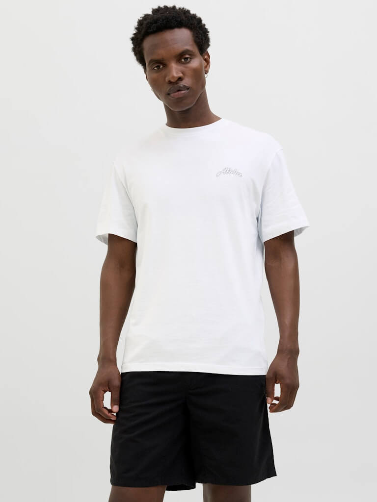 Jack & Jones JJZEKIEL Crew Neck 100% Cotton T-Shirt - White
