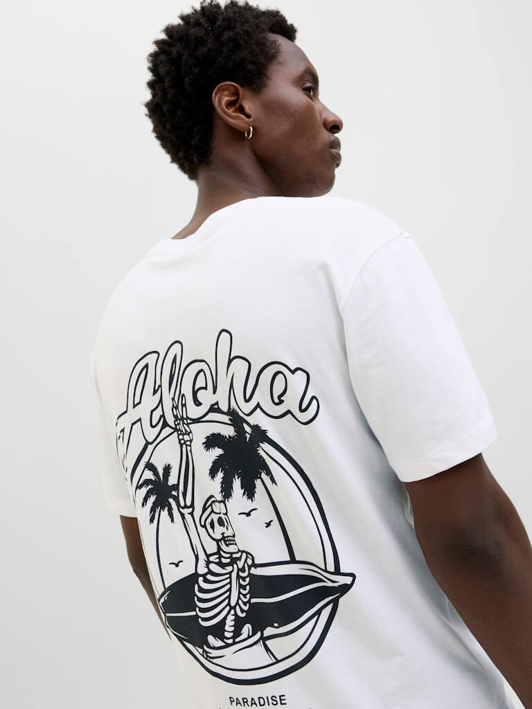 Jack & Jones JJZEKIEL Crew Neck 100% Cotton T-Shirt - White