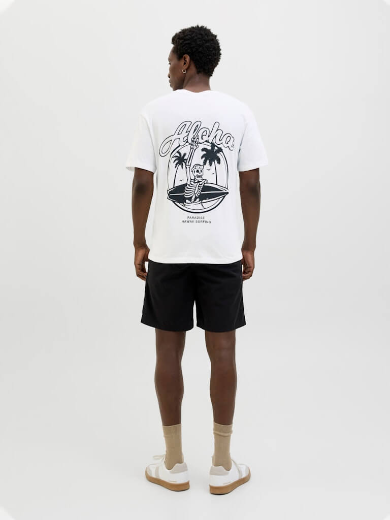 Jack & Jones JJZEKIEL Crew Neck 100% Cotton T-Shirt - White