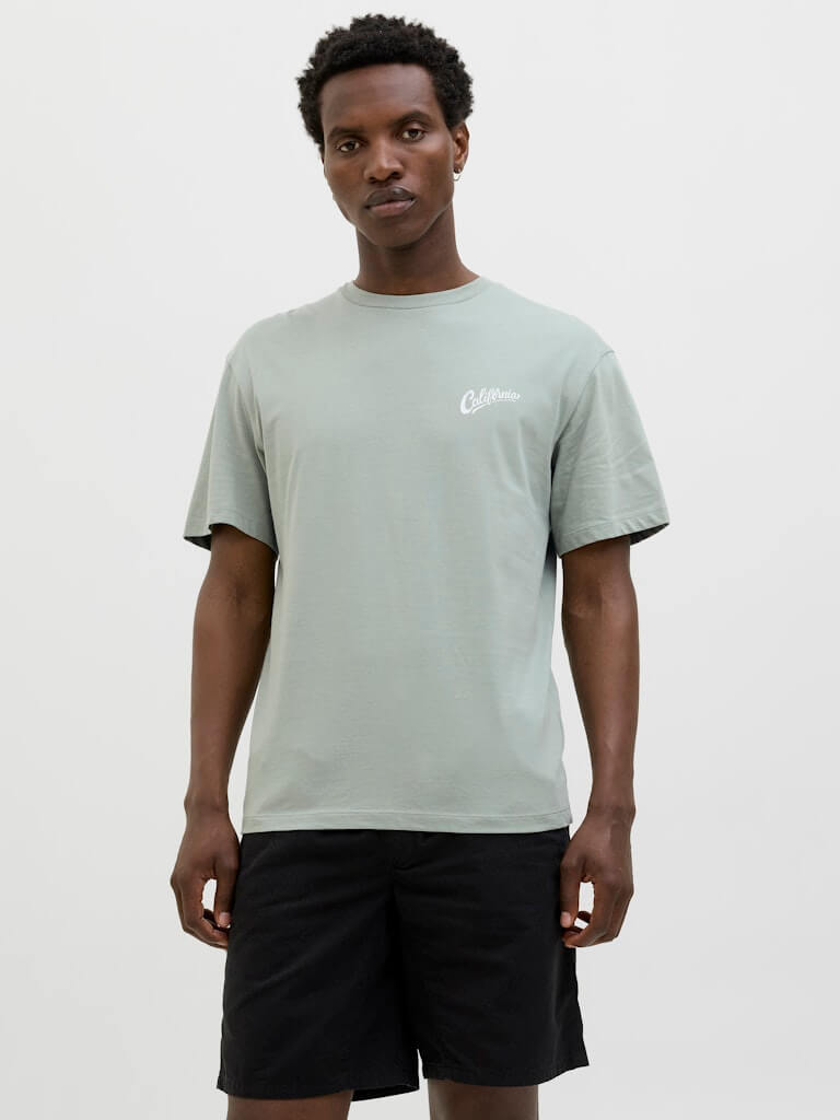 Jack & Jones JJZEKIEL Crew Neck 100% Cotton T-Shirt - Iceberg Green