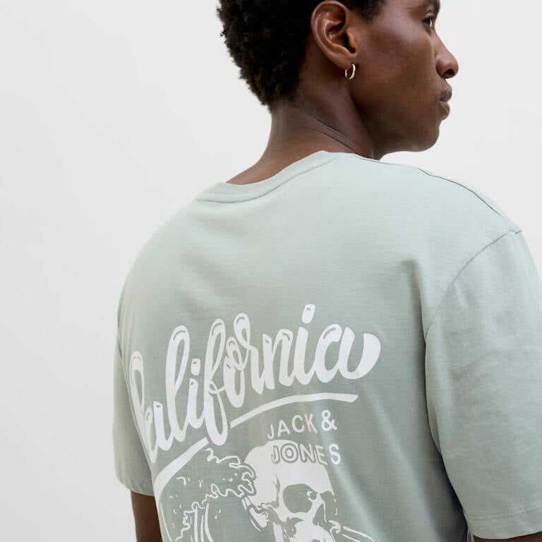 Jack & Jones JJZEKIEL Crew Neck 100% Cotton T-Shirt - Iceberg Green