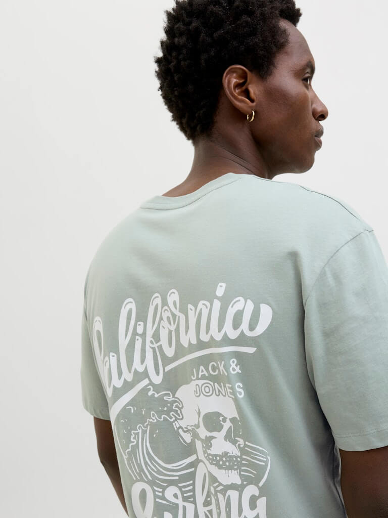 Jack & Jones JJZEKIEL Crew Neck 100% Cotton T-Shirt - Iceberg Green