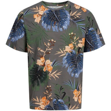 Jack & Jones 1 Pack JJHAWAII AOP Crew Neck 100% Cotton T-Shirt