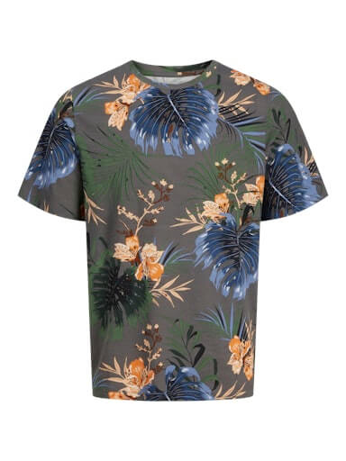 Jack & Jones 1 Pack JJHAWAII AOP Crew Neck 100% Cotton T-Shirt