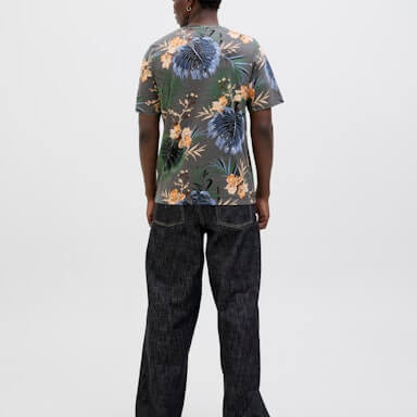 Jack & Jones 1 Pack JJHAWAII AOP Crew Neck 100% Cotton T-Shirt