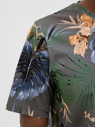 Jack & Jones 1 Pack JJHAWAII AOP Crew Neck 100% Cotton T-Shirt